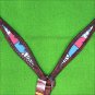 HILASON WESTERN LEATHER HORSE BREAST COLLAR MAHOGANY BLUE PINK