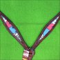 HILASON WESTERN LEATHER HORSE BREAST COLLAR MAHOGANY BLUE PINK