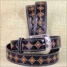 40 x 1 1/2" 3D DARK BROWN MENS FLOWER PATTERN WESTERN FASHION LEATHER BELT