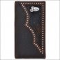 JUSTIN BROWN PEBBLE GRAIN LEATHER WESTERN RODEO MENS WALLET W/ HAIR ON INLAY