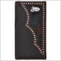 JUSTIN BROWN PEBBLE GRAIN LEATHER WESTERN RODEO MENS WALLET W/ HAIR ON INLAY