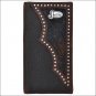 JUSTIN BROWN PEBBLE GRAIN LEATHER WESTERN RODEO MENS WALLET W/ HAIR ON INLAY