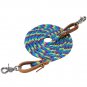 3/8" X 8' WEAVER LEATHER ENDS POLY ROPER REIN W/ SCISSOR SNAP LIME BLUE