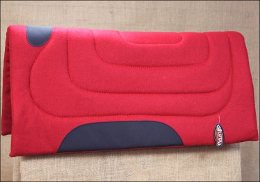 RED 1 INCH FELT HORSE SADDLE PAD W/ SUEDE WEAR LEATHER BY WEAVER LEATHER