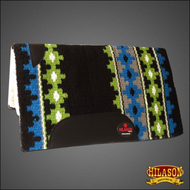 FE365-F MADE IN USA HILASON WESTERN WOOL SHOCK BUSTER SADDLE BLANKET PAD BLACK