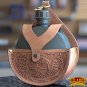 BG154-F HILASON TAN TOP GRAIN LEATHER FLORAL CARVING 2 QUART CANTEEN HOLSTER BAG