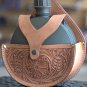 BG154-F HILASON TAN TOP GRAIN LEATHER FLORAL CARVING 2 QUART CANTEEN HOLSTER BAG