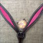 HILASON WESTERN LEATHER HORSE BREAST COLLAR BROWN W/ PINK INLAY