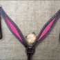 HILASON WESTERN LEATHER HORSE BREAST COLLAR BROWN W/ PINK INLAY