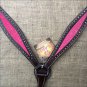 HILASON WESTERN LEATHER HORSE BREAST COLLAR BROWN W/ PINK INLAY