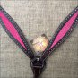 HILASON WESTERN LEATHER HORSE BREAST COLLAR BROWN W/ PINK INLAY