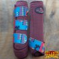 MEDIUM HILASON BROWN AZTEC HORSE REAR LEG PROTECTION ULTIMATE SPORTS BOOTS PAIR