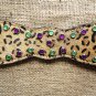 S232 HILASON WESTERN LEOPARD CHEETAH LEATHER HORSE BREAST COLLAR W/ RHINESTONES