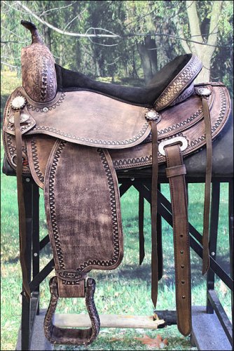 TO102RO-F HILASON TREELESS WESTERN LEATHER TRAIL PLEASURE HORSE RIDING SADDLE 16