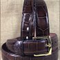 34 X 1 1/2" 3D BROWN MENS DRESS GATOR PRINT LEATHER BELT REMOVABLE BRASS BUCKLE
