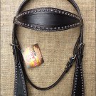 S464 HILASON WESTERN LEATHER HORSE BRIDLE HEADSTALL - BLACK