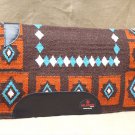 HILASON WESTERN NEW ZEALAND WOOL HORSE SADDLE BLANKET BROWN ORANGE TURQUOISE