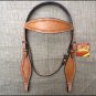 S321 HILASON WESTERN HAND TOOL BARB WIRE LEATHER HORSE BRIDLE HEADSTALL TAN