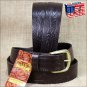 44IN. BROWN 1.5in LEATHER BELT EMBOSSED WESTERN DESIGN MADE IN USA