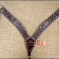 F305 HILASON WESTERN HORSE BREAST COLLAR DARK BROWN W/ SNAKE PRINT INLAY
