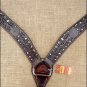 F305 HILASON WESTERN HORSE BREAST COLLAR DARK BROWN W/ SNAKE PRINT INLAY