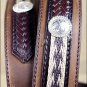 32 inch TONY LAMA BROWN THE DUKE CENTER APPLIQUE LEATHER BELT COWBOY TRAIL RIDER
