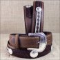 32 inch TONY LAMA BROWN THE DUKE CENTER APPLIQUE LEATHER BELT COWBOY TRAIL RIDER