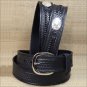 38" SILVER CREEK BLACK SIDEWINDER EMBOSSED TOOLING LEATHER MEN BELT OVAL CONCHO