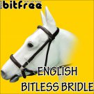 BB231-F HILASON ENGLISH BITLESS BITFREE BRIDLE EXTREMELY COMFORTABLE DRAFT SIZE