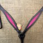 HILASON WESTERN LEATHER HORSE BREAST COLLAR BLACK W/ PINK INLAY