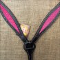 HILASON WESTERN LEATHER HORSE BREAST COLLAR BLACK W/ PINK INLAY