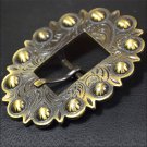 HILASON BRASS FINISHED LEATHER BELT FLORAL TOOLED BUCKLE