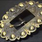 HILASON BRASS FINISHED LEATHER BELT FLORAL TOOLED BUCKLE