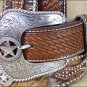 WESTERN NOCONA HAIR STAR CONCHO BROWN LEATHER MENS BELT 34-46 INCHES