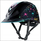 LARGE TROXEL FALLON TAYLOR MESH COVER HORSE RIDING WESTERN HELMET RAVE SPLATTER