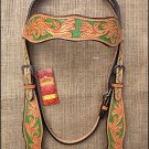 HILASON WESTERN LEATHER HORSE HEADSTALL BRIDLE LIGHT OIL GREEN HAND PAINT
