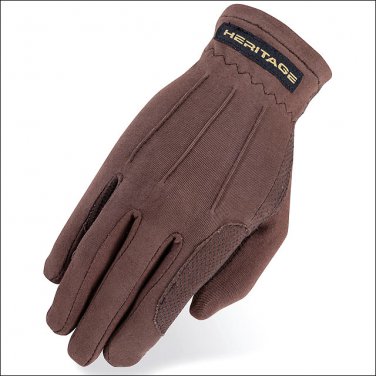 05 SIZE HERITAGE POWER GRIP STRETCHABLE NYLON HORSE RIDING EQUESTRIAN GLOVE BROW
