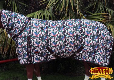 70" HILASON 1200D WATERPROOF TURNOUT HORSE BLANKET NECK COVER USA CAMOUFLAGE