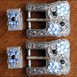 SET OF 32 BLACK BLUE CRYSTALS ANTIQUE SILVER FINISH BUCKLE SET BELT HEADSTALL