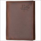 JUSTIN BROWN TAN DISTRESSED LEATHER BASIC TRIFOLD MENS WALLET W/ 6 CARD SLOTS