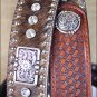 46 INCH WESTERN NOCONA CONCHOS RHINESTONES HAIR BROWN LEATHER MENS BELT