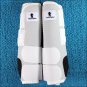 LARGE WHITE CLASSIC EQUINE FRONT REAR LEGACY SPORTS HORSE LEG NO TURN BELL BOOTS