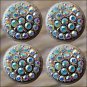 SET OF 2 CRYSTAL RHINESTONE BLING BERRY CONCHO GLITTERING AB STONE NICKLE FINISH
