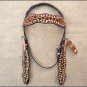 HILASON WESTERN LEATHER HORSE BRIDLE HEADSTALL GIRAFFE PRINT CLEAR CRYSTAL