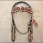 HILASON WESTERN LEATHER HORSE BRIDLE HEADSTALL GIRAFFE PRINT CLEAR CRYSTAL