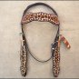 HILASON WESTERN LEATHER HORSE BRIDLE HEADSTALL GIRAFFE PRINT CLEAR CRYSTAL