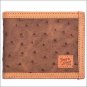 TONY LAMA LIGHT BROWN LEATHER OSTRICH PRINT TRIM WESTERN BIFOLD MENS WALLET