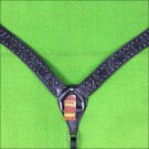 F9BK HILASON WESTERN LEATHER HORSE BREAST COLLAR BLACK FLORAL CARVED