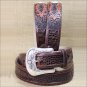 42 inch TONY LAMA MEN'S CHOCOLATE BROWN SOUTHERN CAIMAN LEATHER BELT