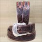 42 inch TONY LAMA MEN'S CHOCOLATE BROWN SOUTHERN CAIMAN LEATHER BELT